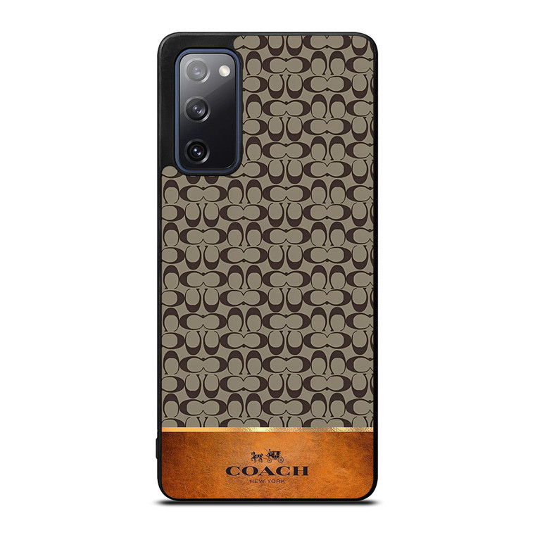 COACH NEW YORK LOGO LEATHER BROWN Samsung Galaxy S20 FE Case Cover
