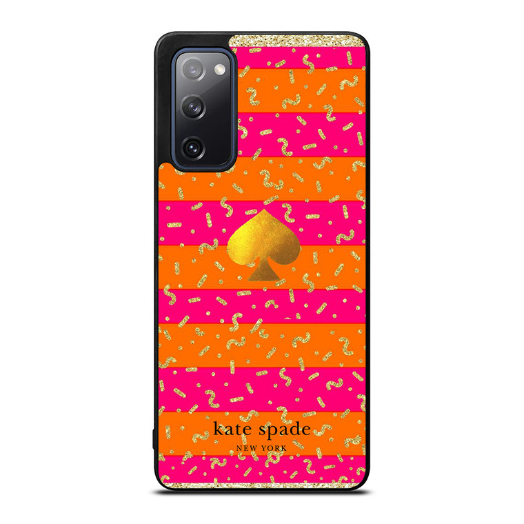 KATE SPADE NEW YORK YELLOW PINK STRIPES GLITTER Samsung Galaxy S20 FE Case Cover