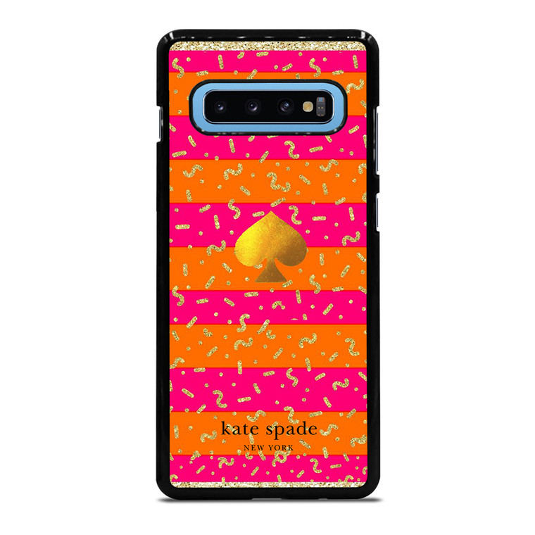 KATE SPADE NEW YORK YELLOW PINK STRIPES GLITTER Samsung Galaxy S10 Plus Case Cover