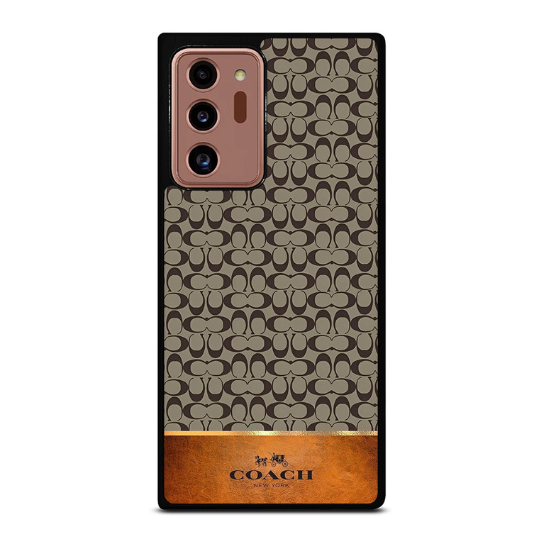 COACH NEW YORK LOGO LEATHER BROWN Samsung Galaxy Note 20 Ultra Case Cover