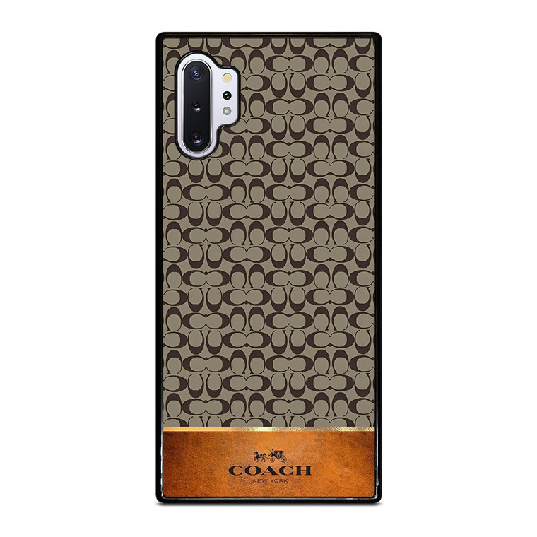 COACH NEW YORK LOGO LEATHER BROWN Samsung Galaxy Note 10 Plus Case Cover