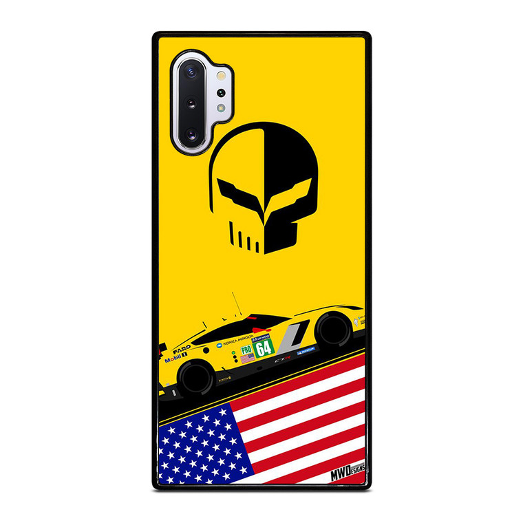 CORVETTE RACING LOGO SKULL USA FLAG Samsung Galaxy Note 10 Plus Case Cover