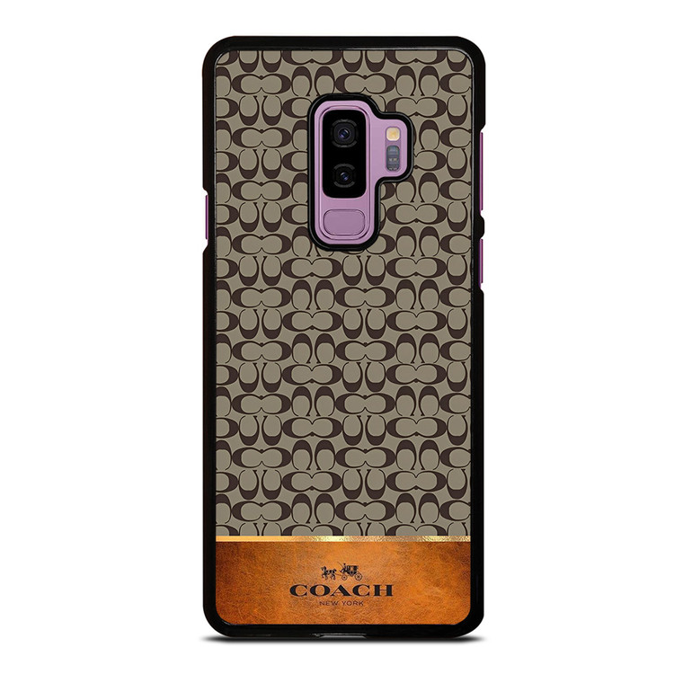 COACH NEW YORK LOGO LEATHER BROWN Samsung Galaxy S9 Plus Case Cover