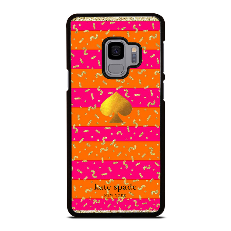 KATE SPADE NEW YORK YELLOW PINK STRIPES GLITTER Samsung Galaxy S9 Case Cover