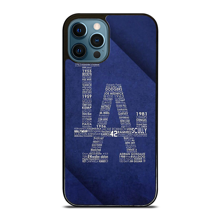 LA DODGERS LOS ANGELES LOGO BASEBALL TEAM TYPOGRAPHY iPhone 12 Pro Max Case Cover