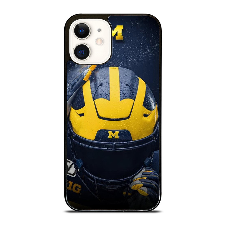 MICHIGAN WOLVERINES LOGO FOOTBALL HELMET iPhone 12 Case Cover