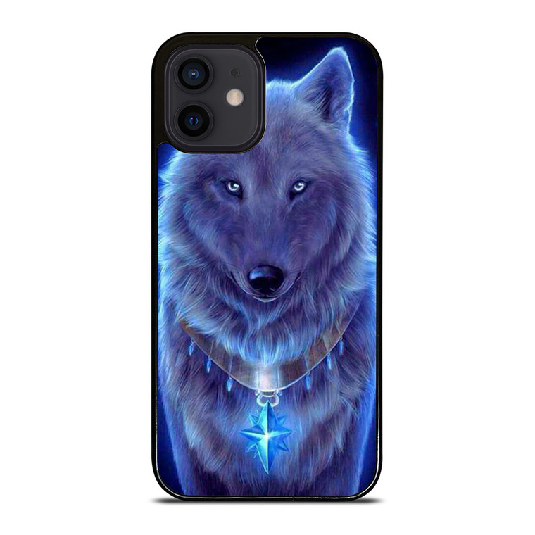 BLUE EYE GRAY FANTASY WOLF iPhone 12 Mini Case Cover