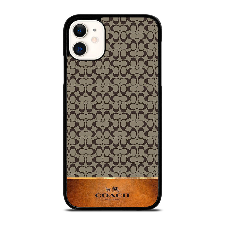 COACH NEW YORK LOGO LEATHER BROWN iPhone 11 Case Cover