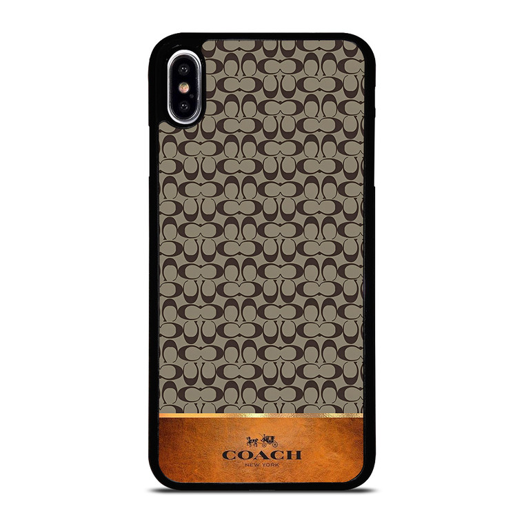 COACH NEW YORK LOGO LEATHER BROWN iPhone XS Max Case Cover