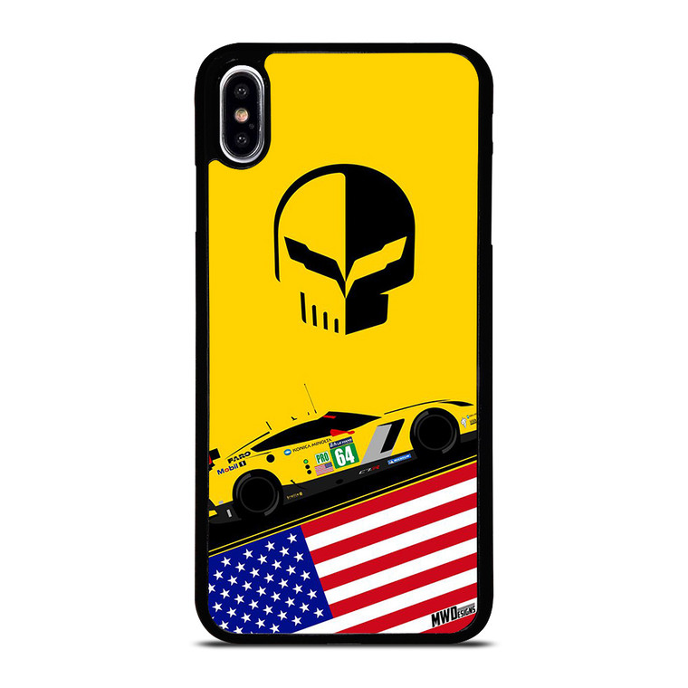 CORVETTE RACING LOGO SKULL USA FLAG iPhone XS Max Case Cover