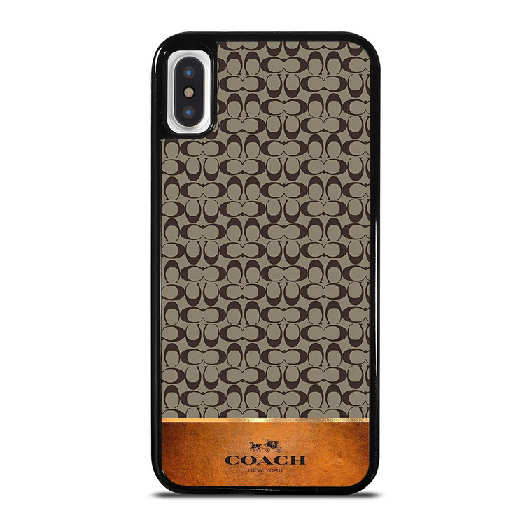COACH NEW YORK LOGO LEATHER BROWN iPhone X / XS Case Cover