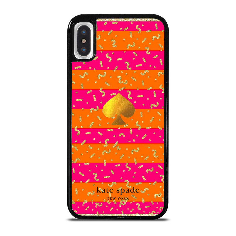 KATE SPADE NEW YORK YELLOW PINK STRIPES GLITTER iPhone X / XS Case Cover