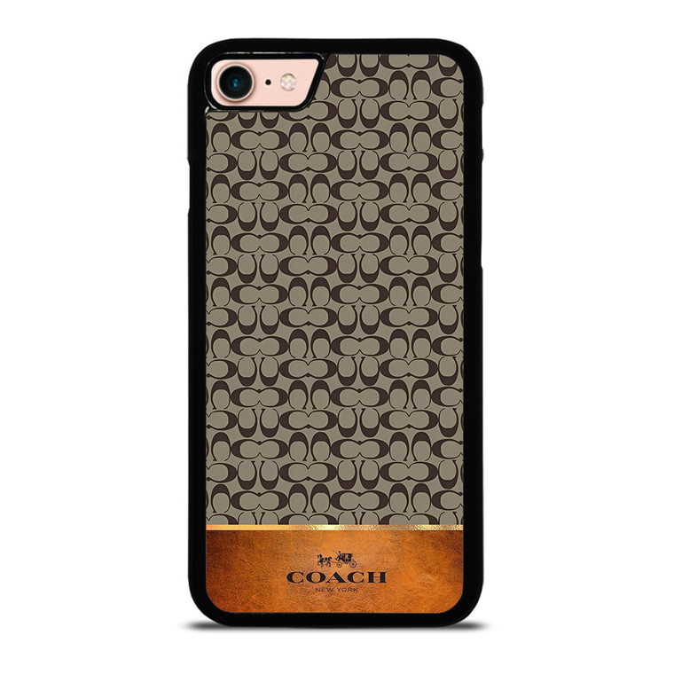 COACH NEW YORK LOGO LEATHER BROWN iPhone 8 Case Cover