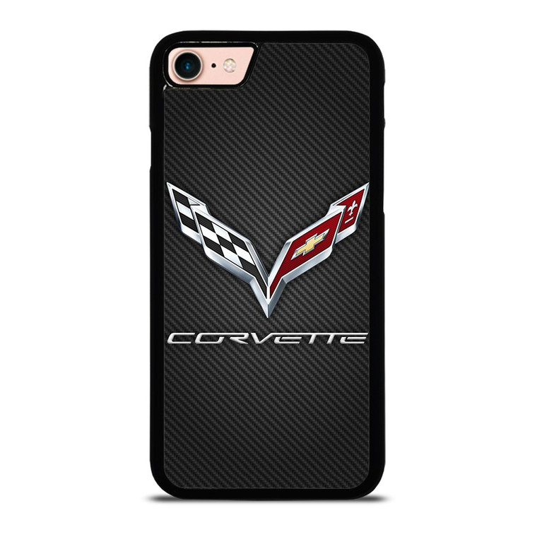 CORVETTE CAR CHEVROLET LOGO CARBON iPhone 8 Case Cover