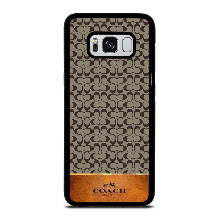 COACH NEW YORK LOGO LEATHER BROWN Samsung Galaxy S8 Case Cover