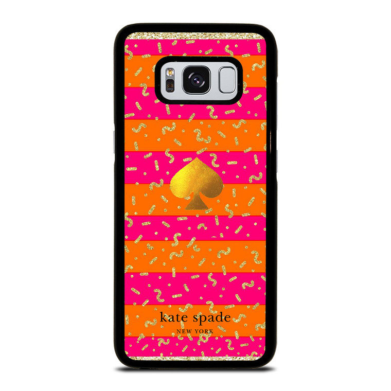 KATE SPADE NEW YORK YELLOW PINK STRIPES GLITTER Samsung Galaxy S8 Case Cover