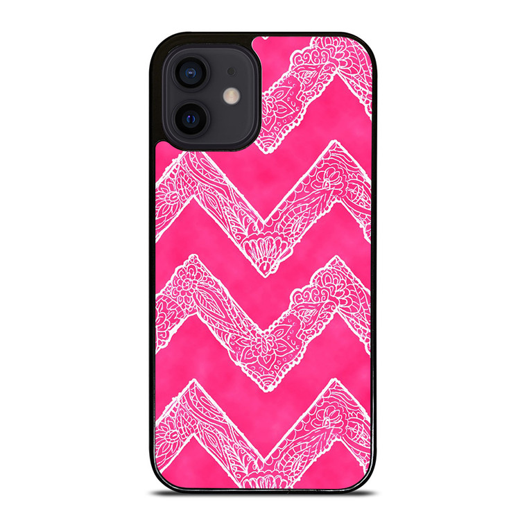 WHITE FLORAL PAISLEY CHEVRON PATTERN iPhone 12 Mini Case Cover