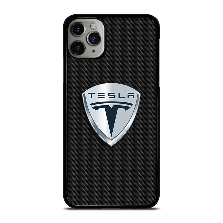 TESLA MOTORS EMBLEM CARBON iPhone 11 Pro Max Case Cover