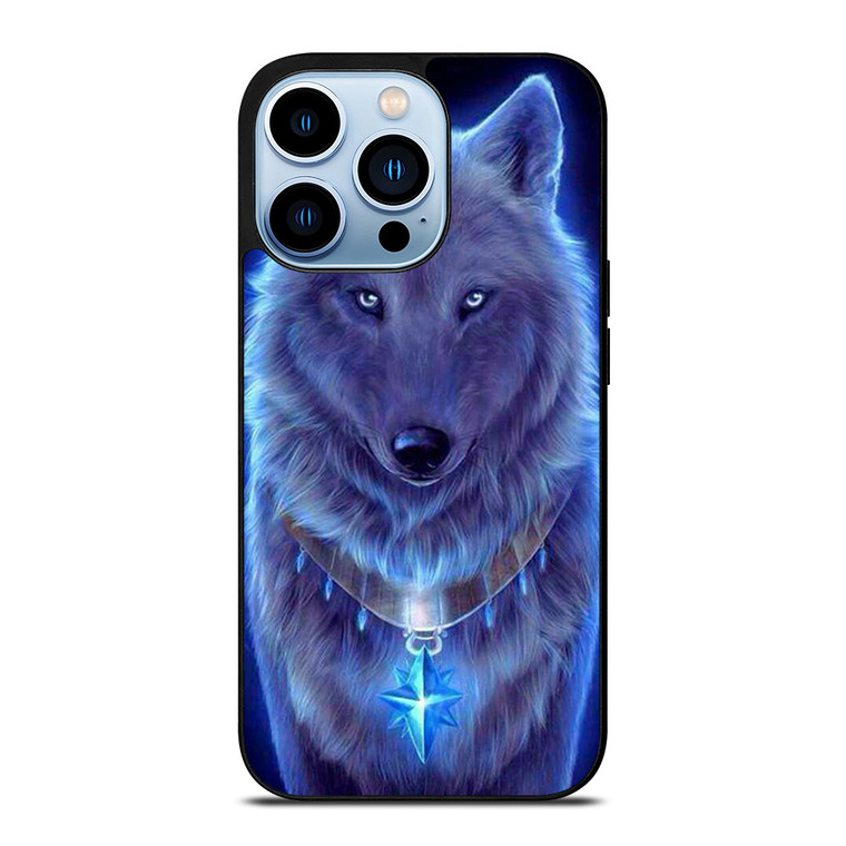 BLUE EYE GRAY FANTASY WOLF iPhone 13 Pro Max Case Cover