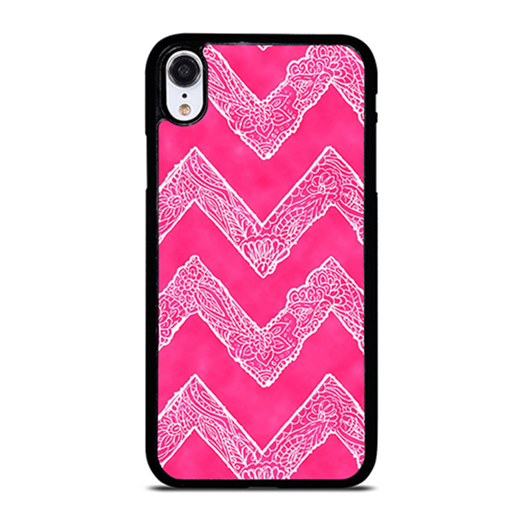 WHITE FLORAL PAISLEY CHEVRON PATTERN iPhone XR Case Cover