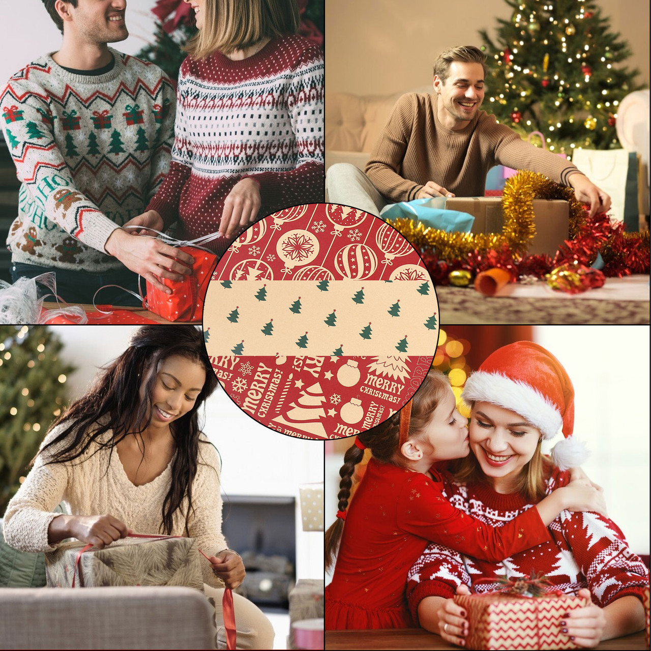 Christmas Kraft Wrapping Paper 70cm x 50cm, 9 sheets - Christmas Tree &  Bauble Designs - Event Decor Shop