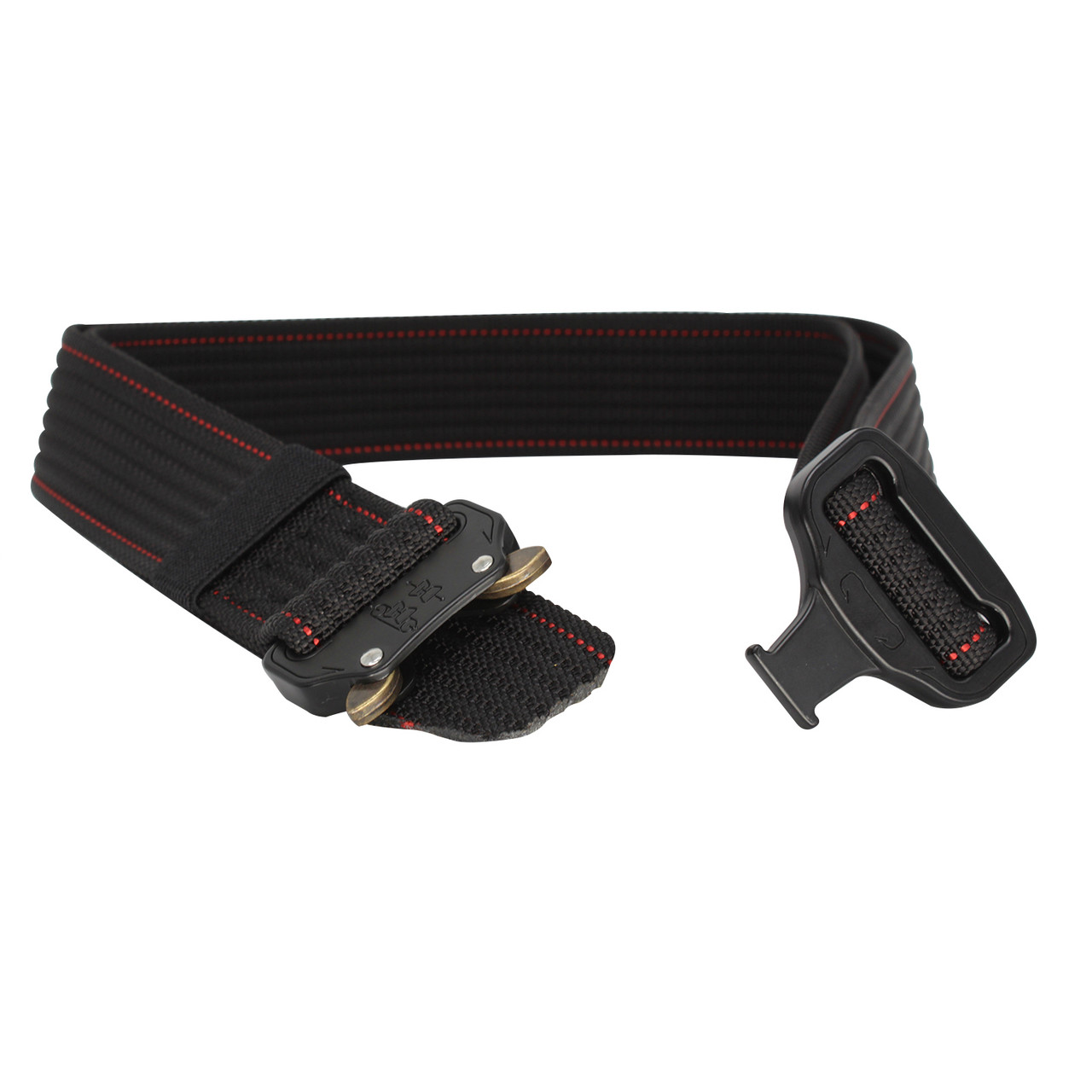 Heavy Duty Black Webbing Belt with Red Stitch