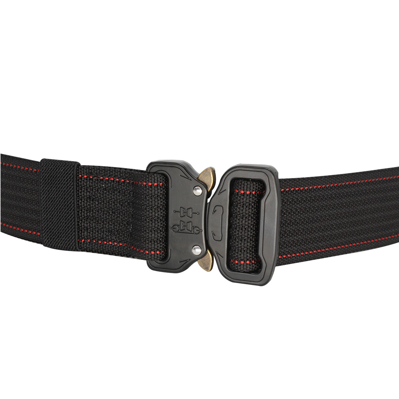 Heavy Duty Black Webbing Belt with Red Stitch