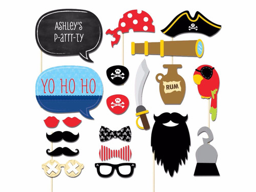 20pc Pirate Theme Photo Booth Cardboard Party Props