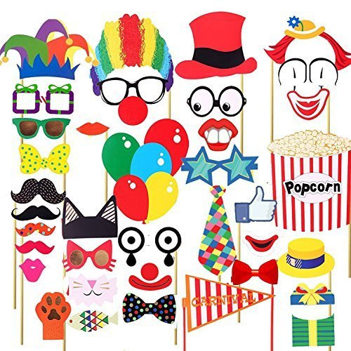 36pc Circus Theme Photo Booth Cardboard Party Props