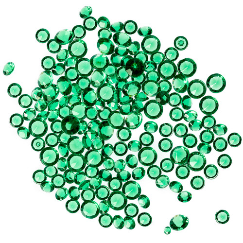 6000 Iridescent Table Scatter Acrylic Crystals, Mixed Sizes - Emerald Green