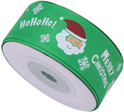 Santa Claus Printed Grosgrain Ribbon - Green