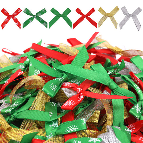 40mm Christmas Themed Grosgrain Bow Ribbons, 150pcs - Mixed Colours