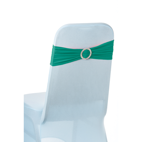 Spandex Chair Band with Round Diamante Buckle - Turquoise