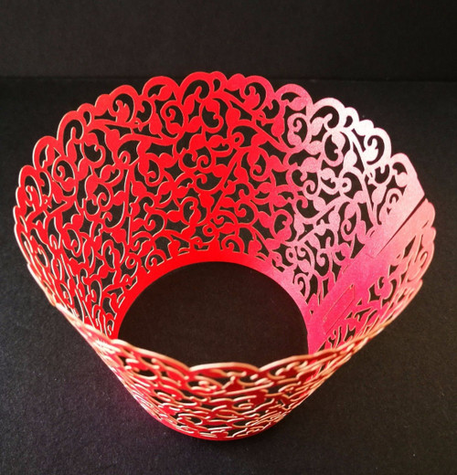25x Laser Cut Cupcake Wrappers - Red