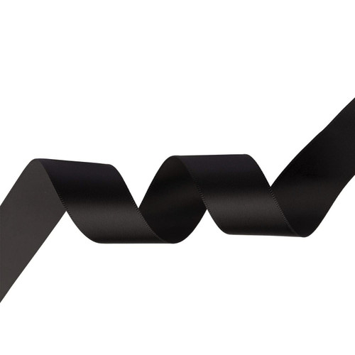 25m Double Sided Satin Ribbon - Black
