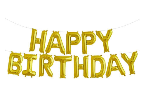 16" Foil Happy Birthday Balloons - Gold