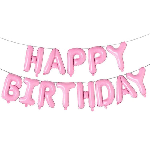 16" Foil Happy Birthday Balloons - Light Pink