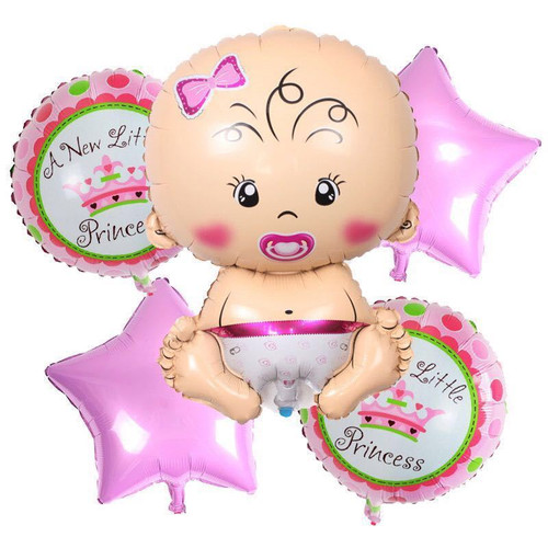 5pc New Baby Foil Balloons - Girl