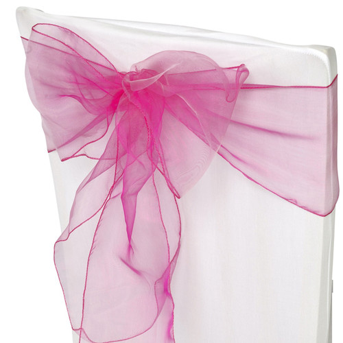 7" x 108" Organza Chair Sash - Hot Pink