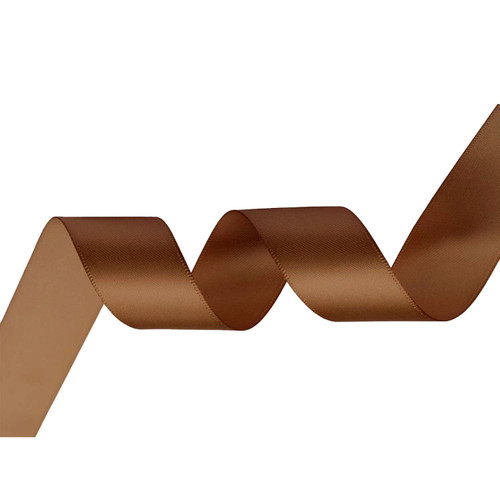 10m Double Sided Satin Ribbon - Brown