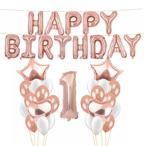 Happy 1st Birthday Balloon Bundle - Rose Gold