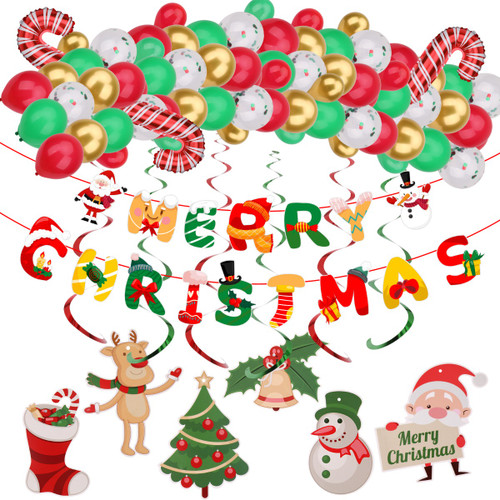 Christmas Balloons, Banner & Decorations Kit