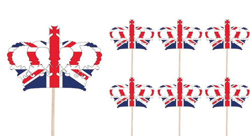 Union Jack Crown Toothpicks (Pack of 30)