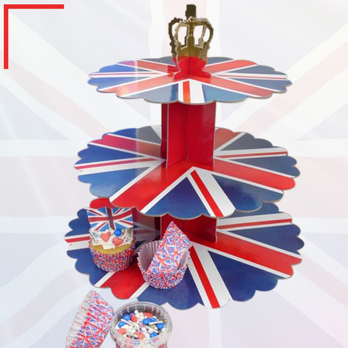 3 Tier Union Jack  Cupcake Holder