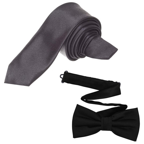 Black Handkerchief, Bow Tie, Neck Tie & Brace Set