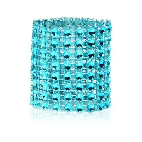 10x Sparkling Diamante Stretchable Napkin Rings - Turquoise