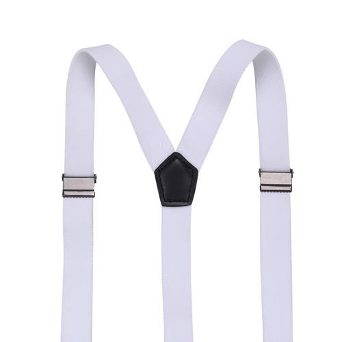 White with Black Braces for Kids with Button Hole - 20mm
