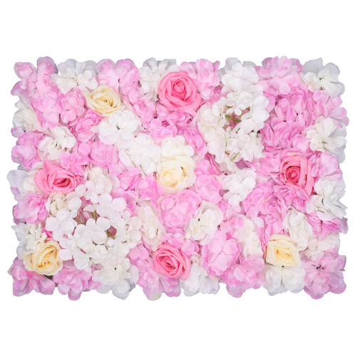 Hydrangea Artificial Flower Wall Panel 60cm x 40cm - Hot Pink, White & Ivory