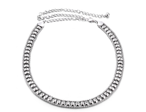 Ball Beads Chain Belt with Rhinestones - Silver