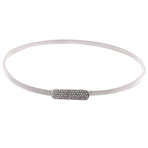 Thin Diamante Stretch Belt - Silver